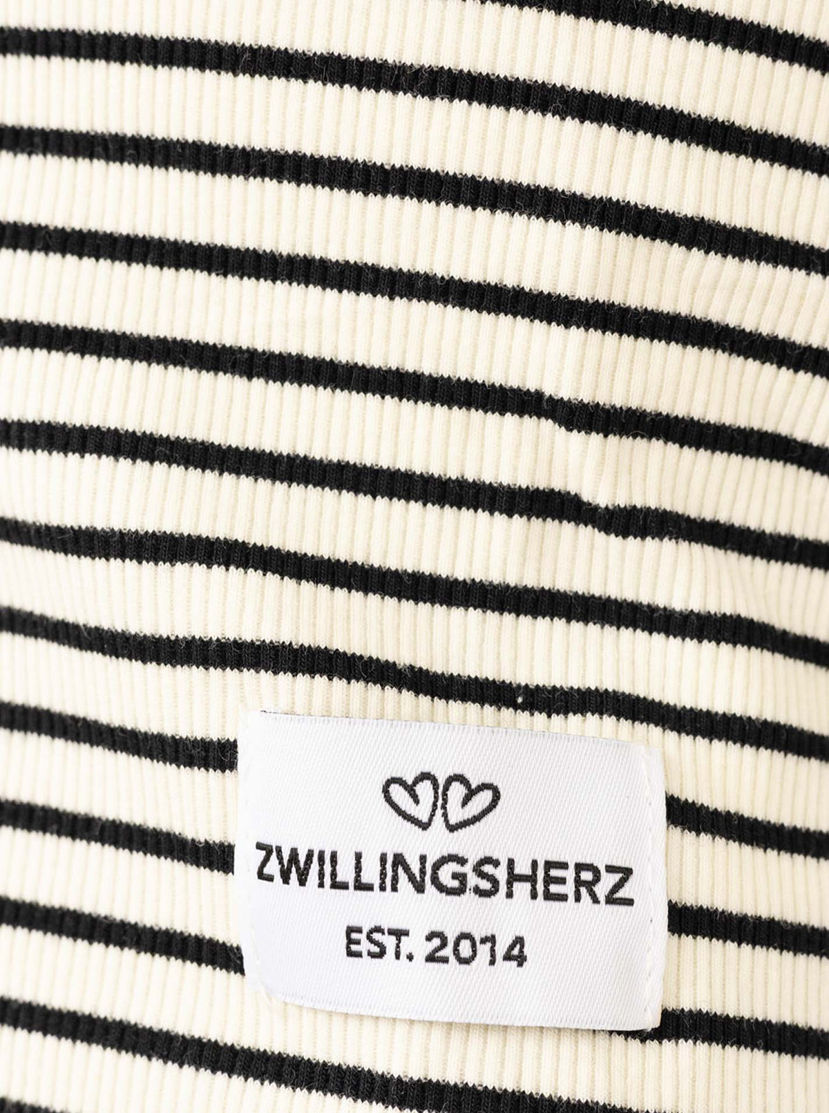 💕 Zwillingsherz Langarm Shirt Lounge Feine Rippe "ZH Streifen" Weiß