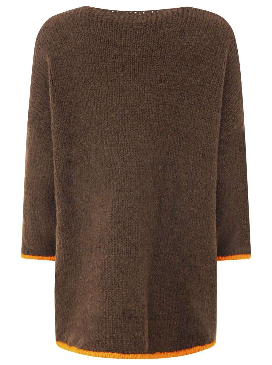đź’• Zwillingsherz Oversize Pullover Wollmix "Smile" Braun