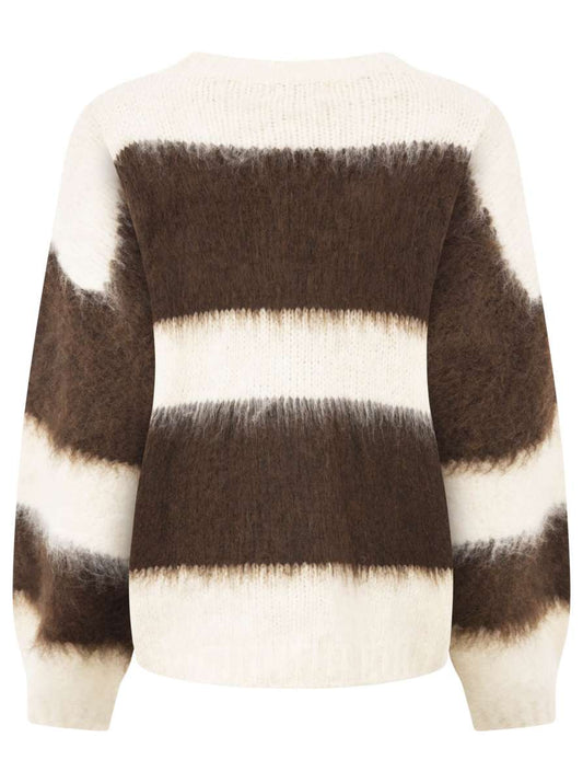 💕 Zwillingsherz Oversize Kuschel Pullover "Streifen" Braun