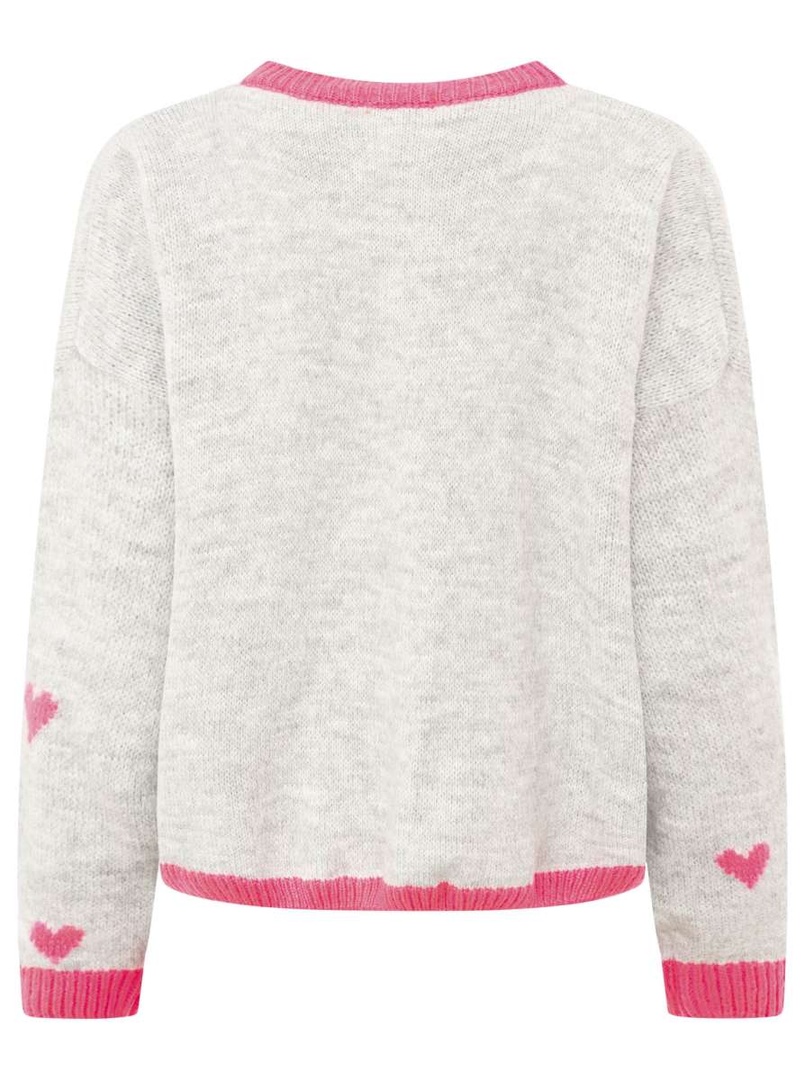 đź’• Zwillingsherz Cardigan "Herzen" Strickjacke Hellgrau