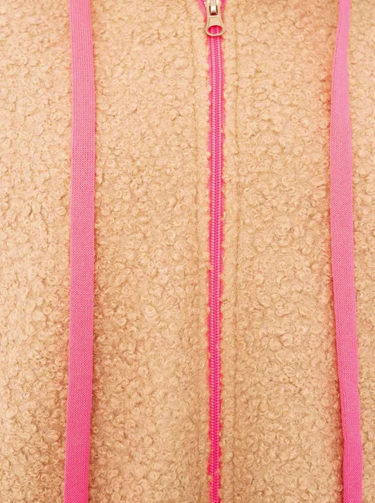 💕 Zwillingsherz Oversize Teddy Mantel "Neon" Mittelbeige