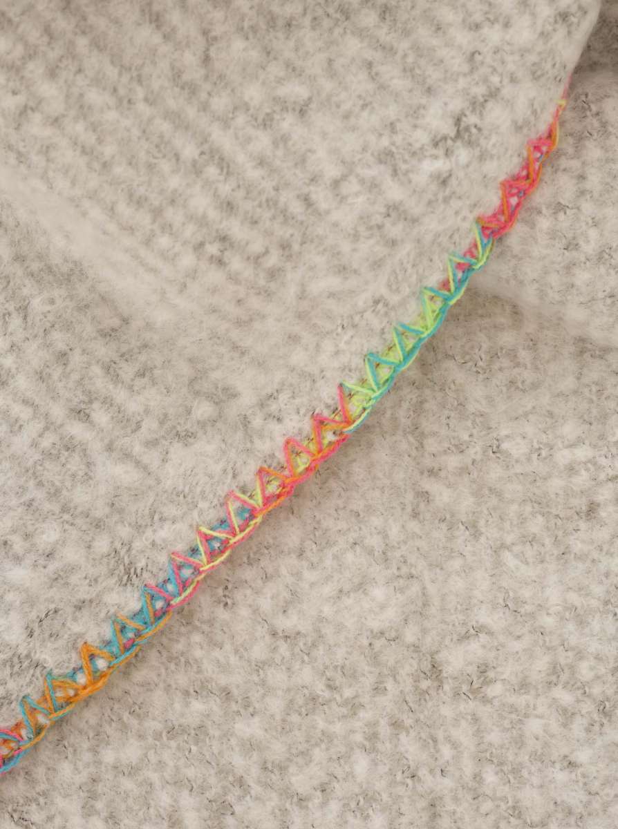 💕 Zwillingsherz Dreieckstuch "Neon Stich" Hellgrau