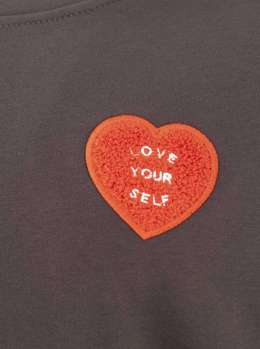 💕 Zwillingsherz Sweatshirt "Patch & Herz" Sweater Taupe