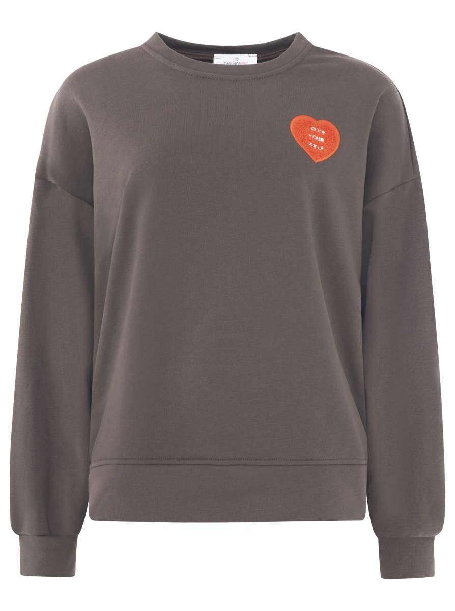 đź’• Zwillingsherz Sweatshirt "Patch & Herz" Sweater Taupe