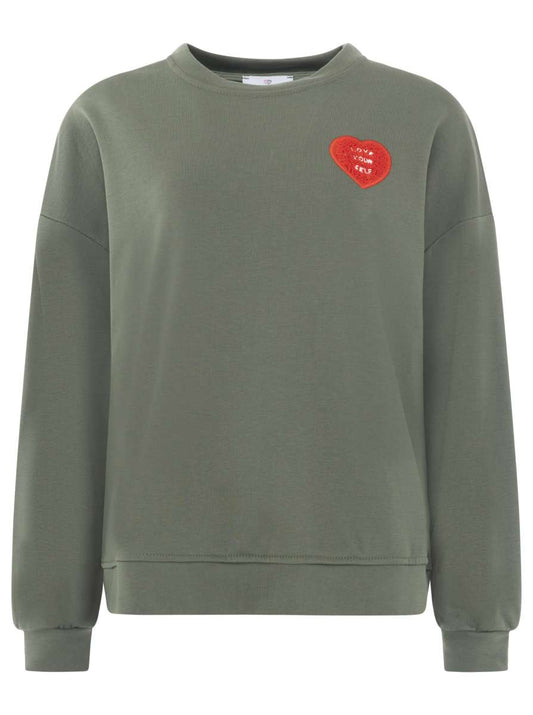 💕 Zwillingsherz Sweatshirt "Patch & Herz" Sweater Olive