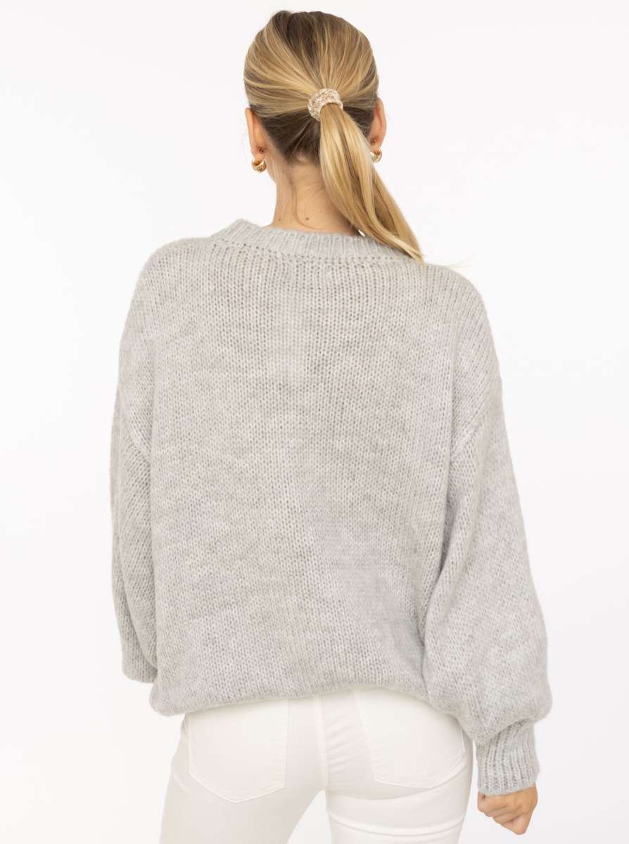 đź’• Zwillingsherz Pullover Mohair Mix "Ciao" Hellgrau
