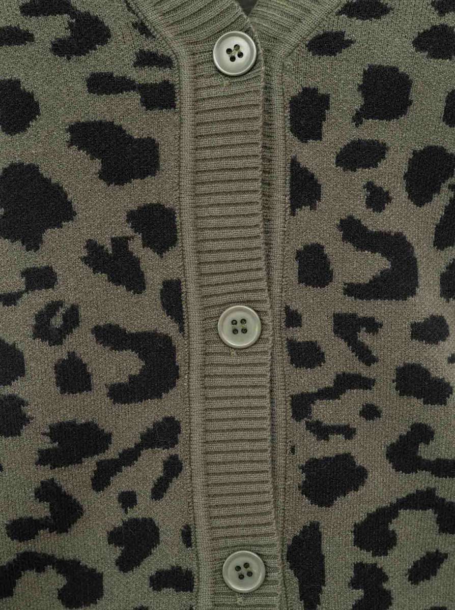 đź’• Zwillingsherz Strickjacke Cardigan "Classic Leo" 100 % Baumwolle Khaki