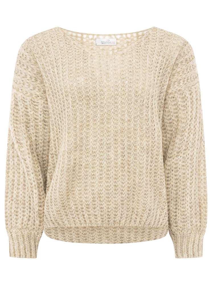 💕 Zwillingsherz Pullover "Große Maschen" Beige