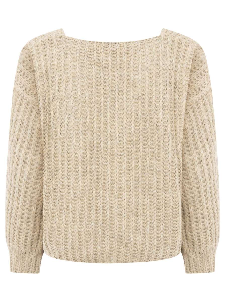 💕 Zwillingsherz Pullover "Große Maschen" Beige