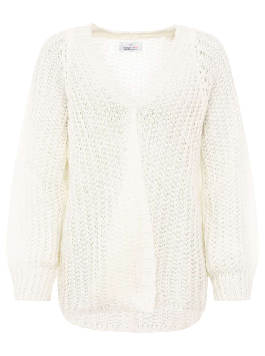 💕 Zwillingsherz Cardigan "Grobe Maschen" Strickjacke Wollweiß
