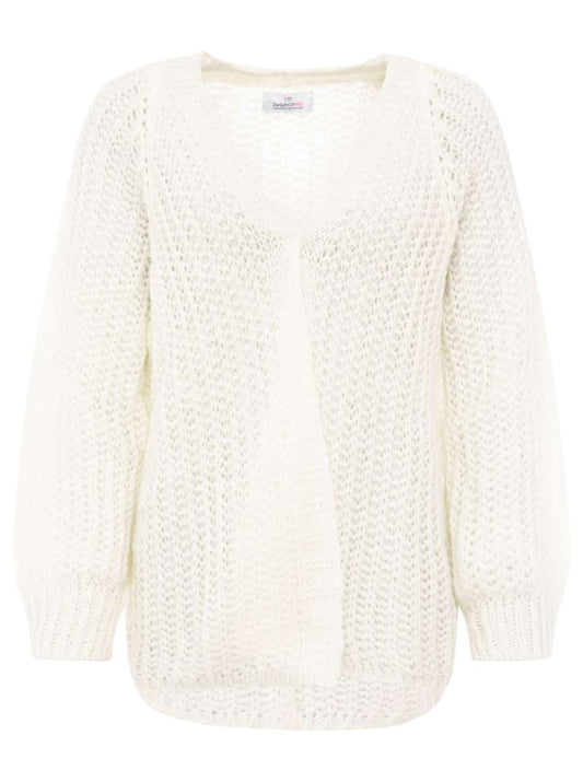 💕 Zwillingsherz Cardigan "Grobe Maschen" Strickjacke Wollweiß