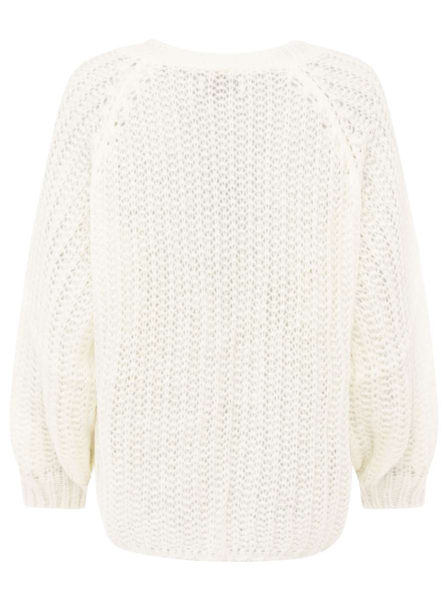 💕 Zwillingsherz Cardigan "Grobe Maschen" Strickjacke Wollweiß