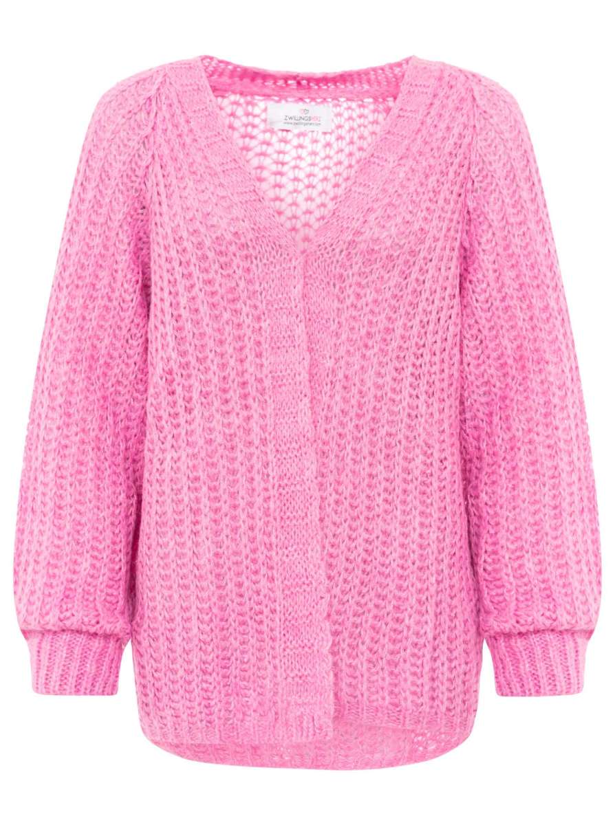 đź’• Zwillingsherz Cardigan "Grobe Maschen" Strickjacke Pink
