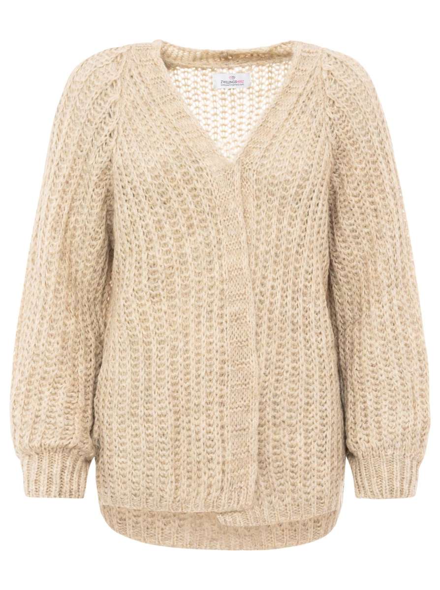đź’• Zwillingsherz Cardigan "Grobe Maschen" Strickjacke Beige