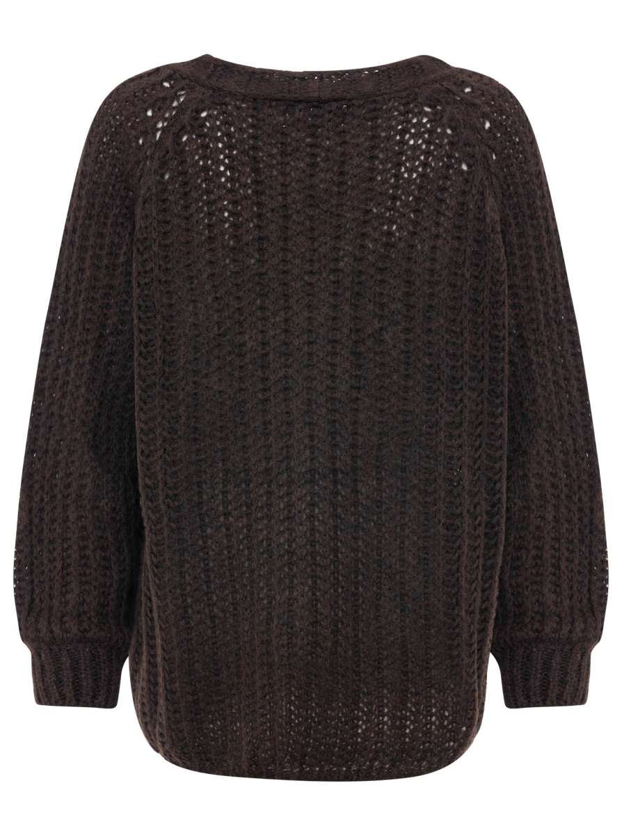 đź’• Zwillingsherz Cardigan "Grobe Maschen" Strickjacke Braun