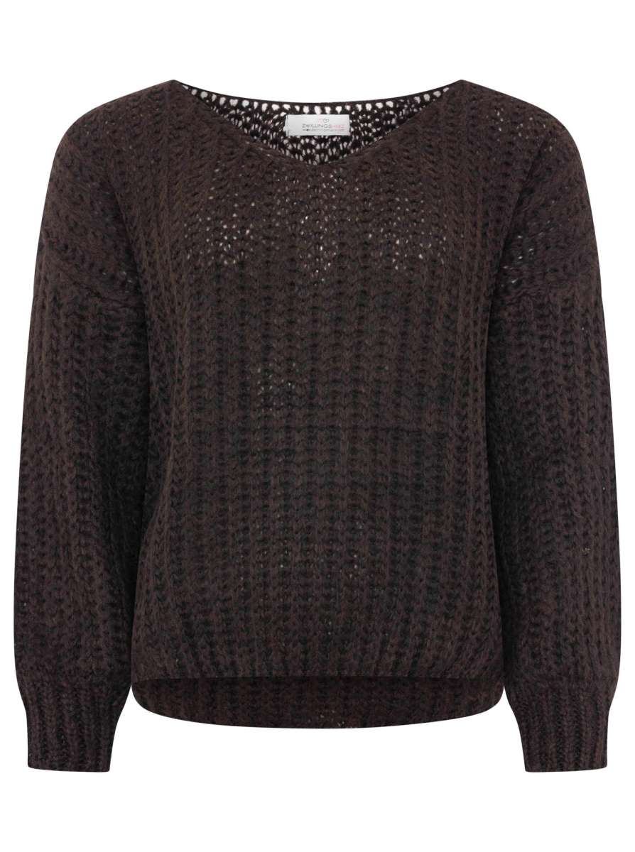 💕 Zwillingsherz Pullover "Große Maschen" Braun