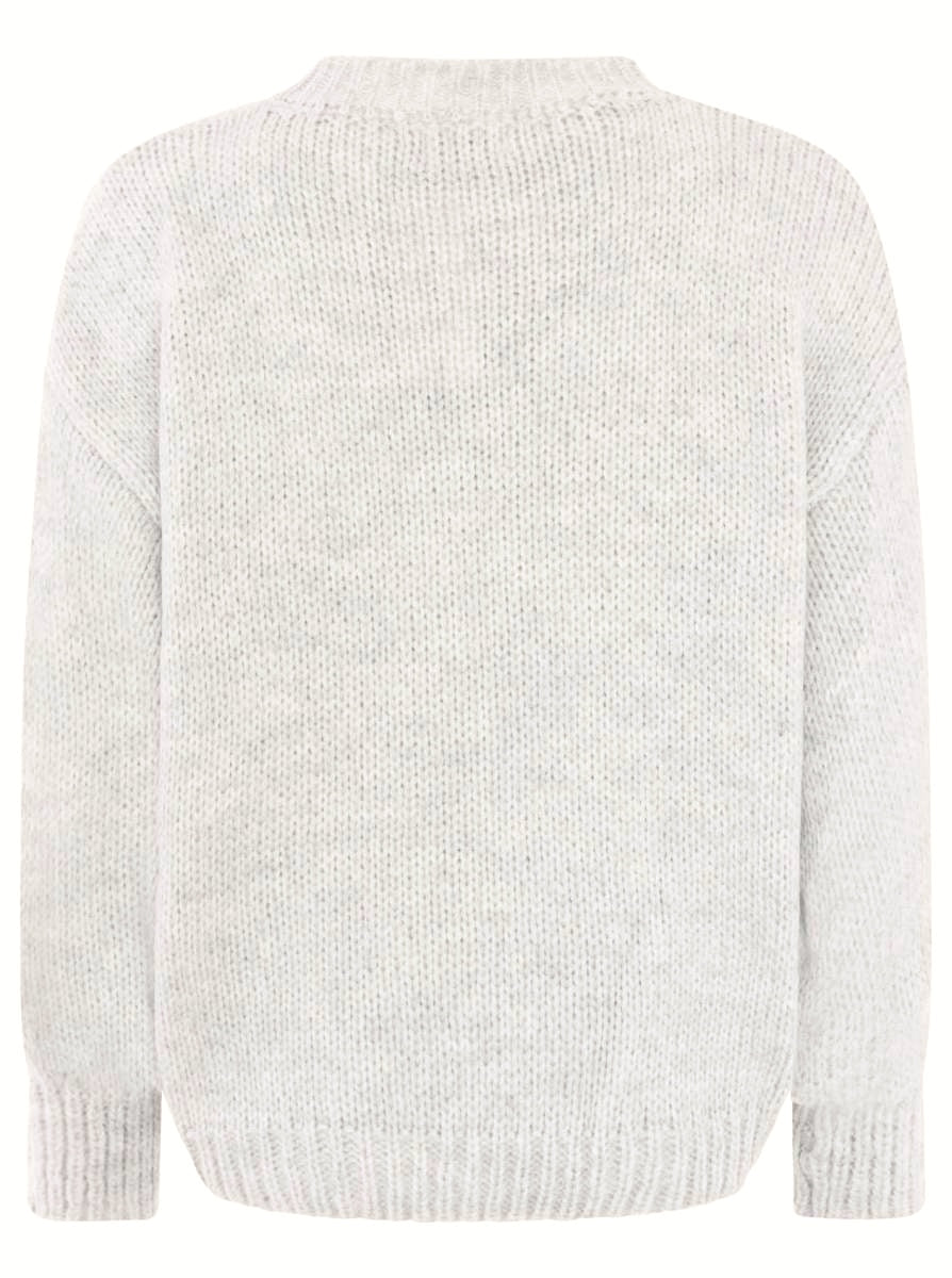 đź’• Zwillingsherz Pullover Mohair Mix "Ciao" Hellgrau