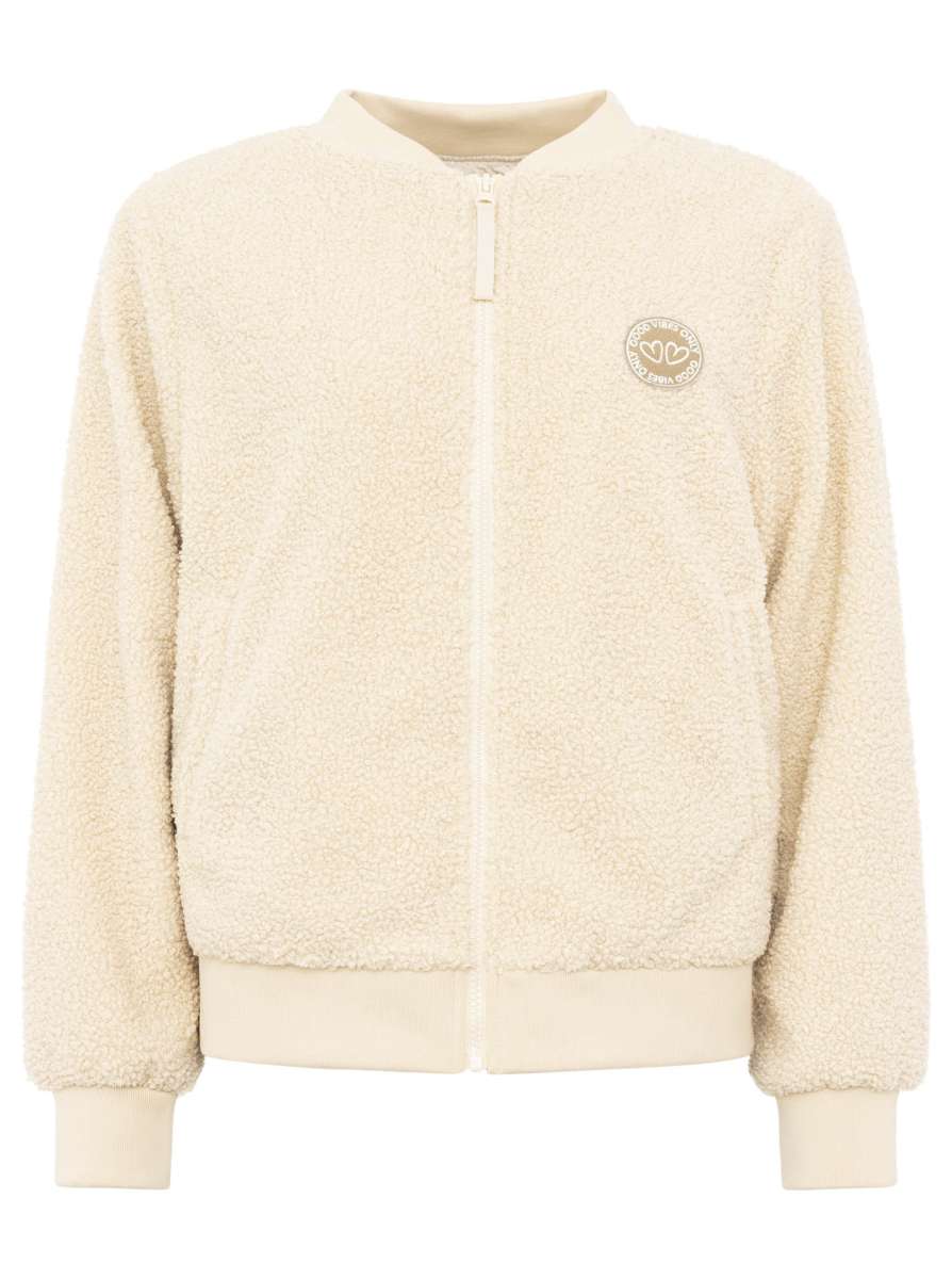 đź’• Zwillingsherz Bomberjacke Teddy "Good Vibes" Hellbeige
