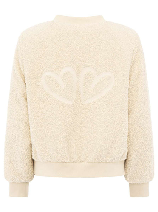 💕 Zwillingsherz Bomberjacke Teddy "Good Vibes" Hellbeige