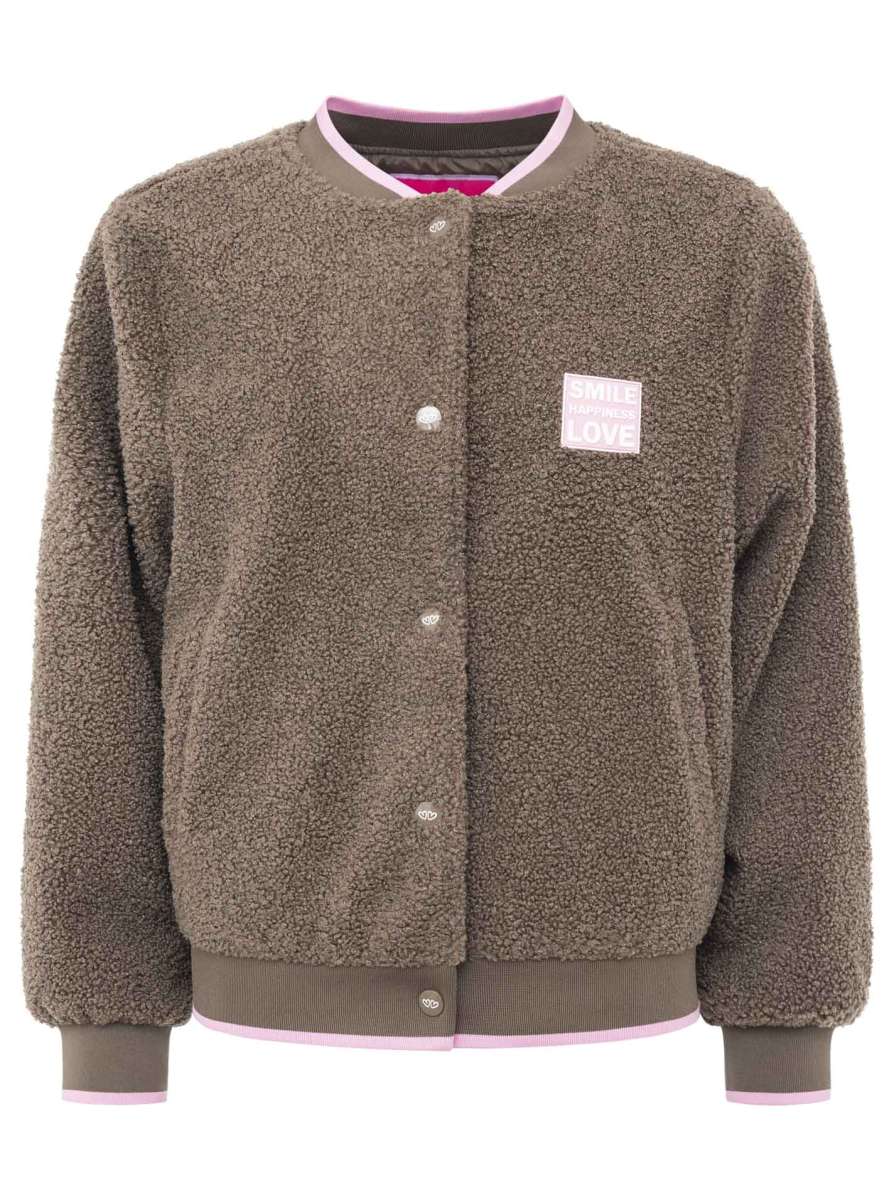 đź’• Zwillingsherz Bomberjacke Teddy "Smile Love" Braun