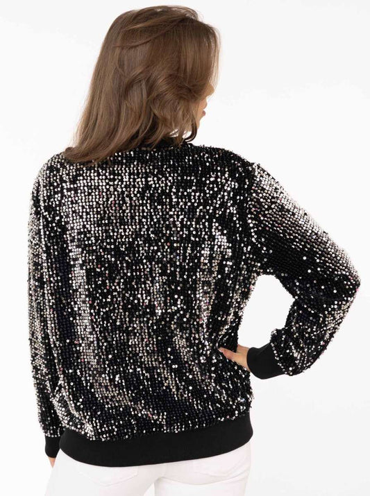 💕 Zwillingsherz Bomberjacke "Glitzer" Schwarz
