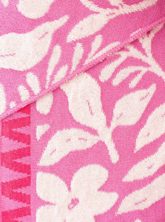 💕 Zwillingsherz Dreieckstuch "Blumen Zick Zack" Baumwolle Pink
