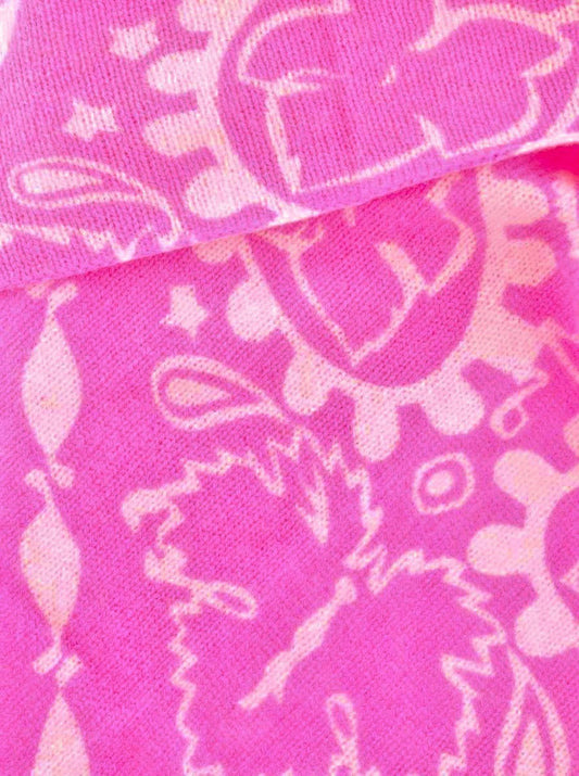 💕 Zwillingsherz Dreieckstuch 100 % Kaschmir "Paisley" Neonpink