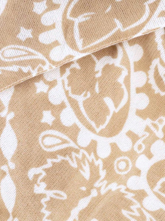 💕 Zwillingsherz Dreieckstuch 100 % Kaschmir "Paisley" Beige