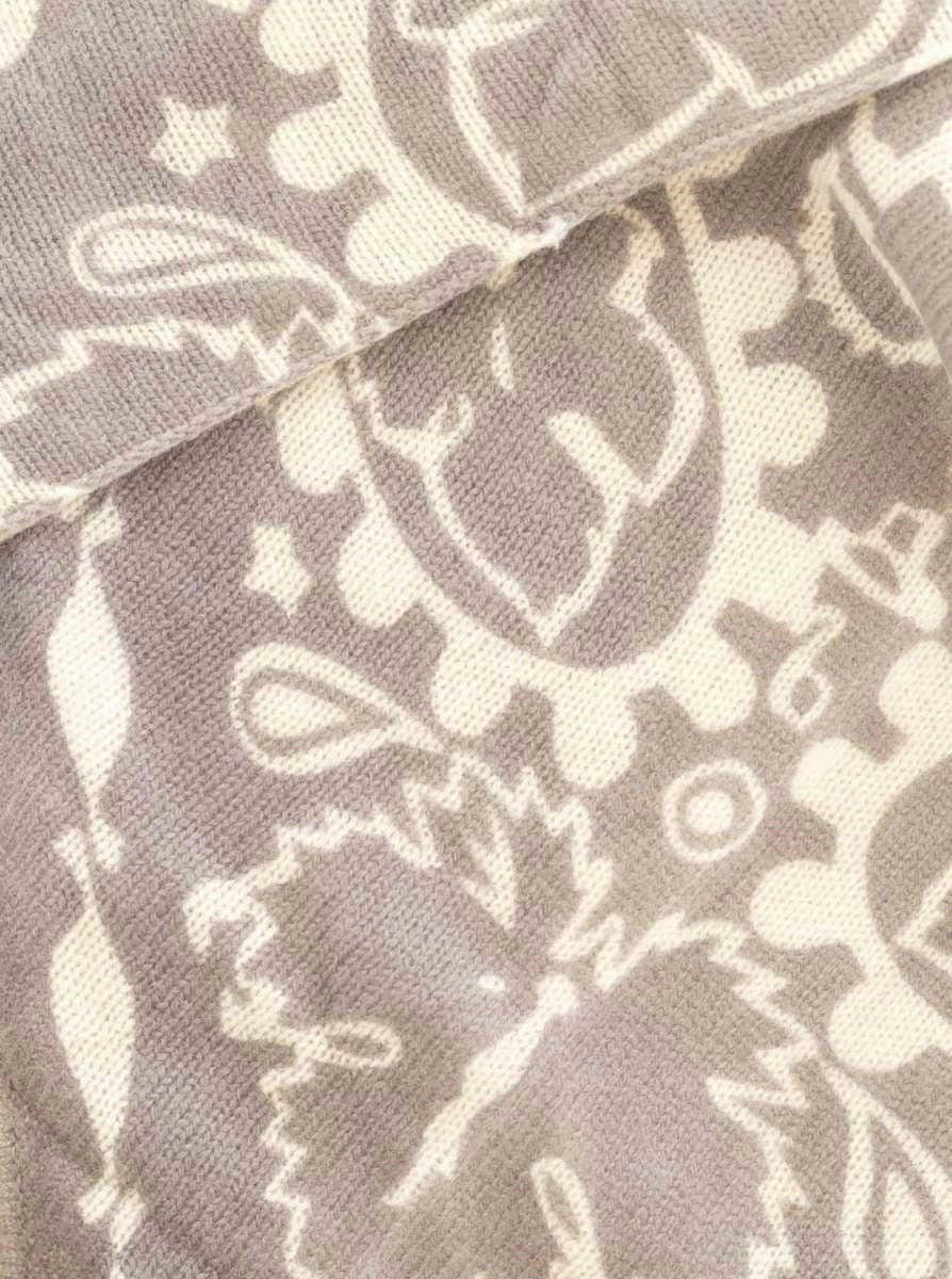 💕 Zwillingsherz Dreieckstuch 100 % Kaschmir "Paisley" Mittelgrau