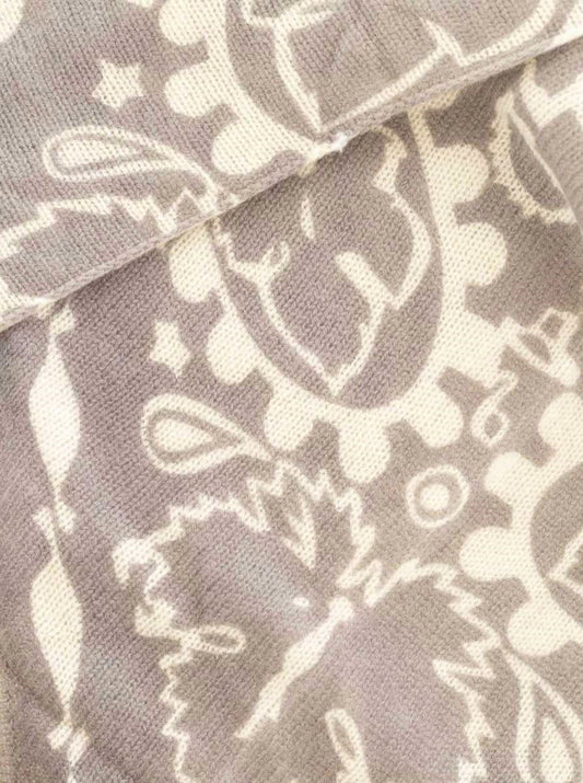 💕 Zwillingsherz Dreieckstuch 100 % Kaschmir "Paisley" Mittelgrau