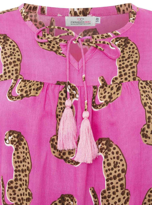 💕 Zwillingsherz Bluse "Lovely Leopard" 100 % Viskose Pink