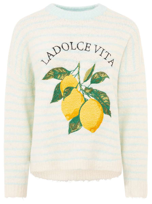 💕 Zwillingsherz Pullover "Lemons" Rundhals Viskose Hellblau