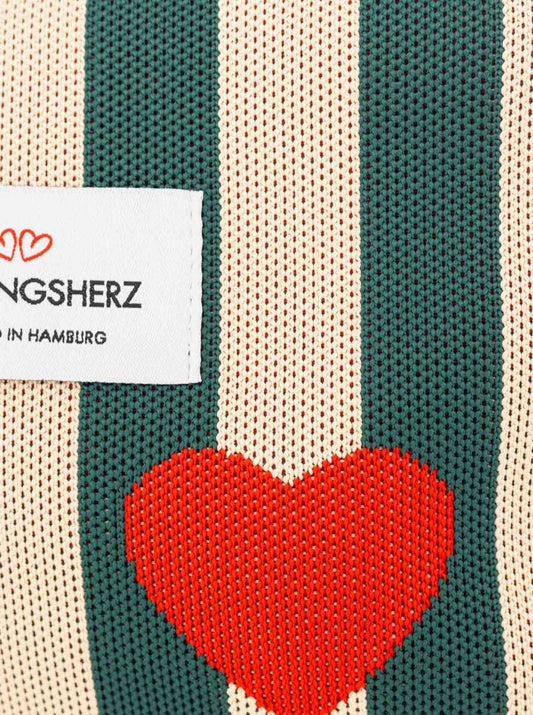 💕 Zwillingsherz Kosmetiktasche "Streifen & Herz" Grün