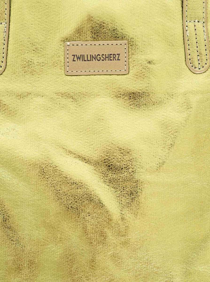 đź’• Zwillingsherz Metallic Shopper "Riemen" GrĂĽn