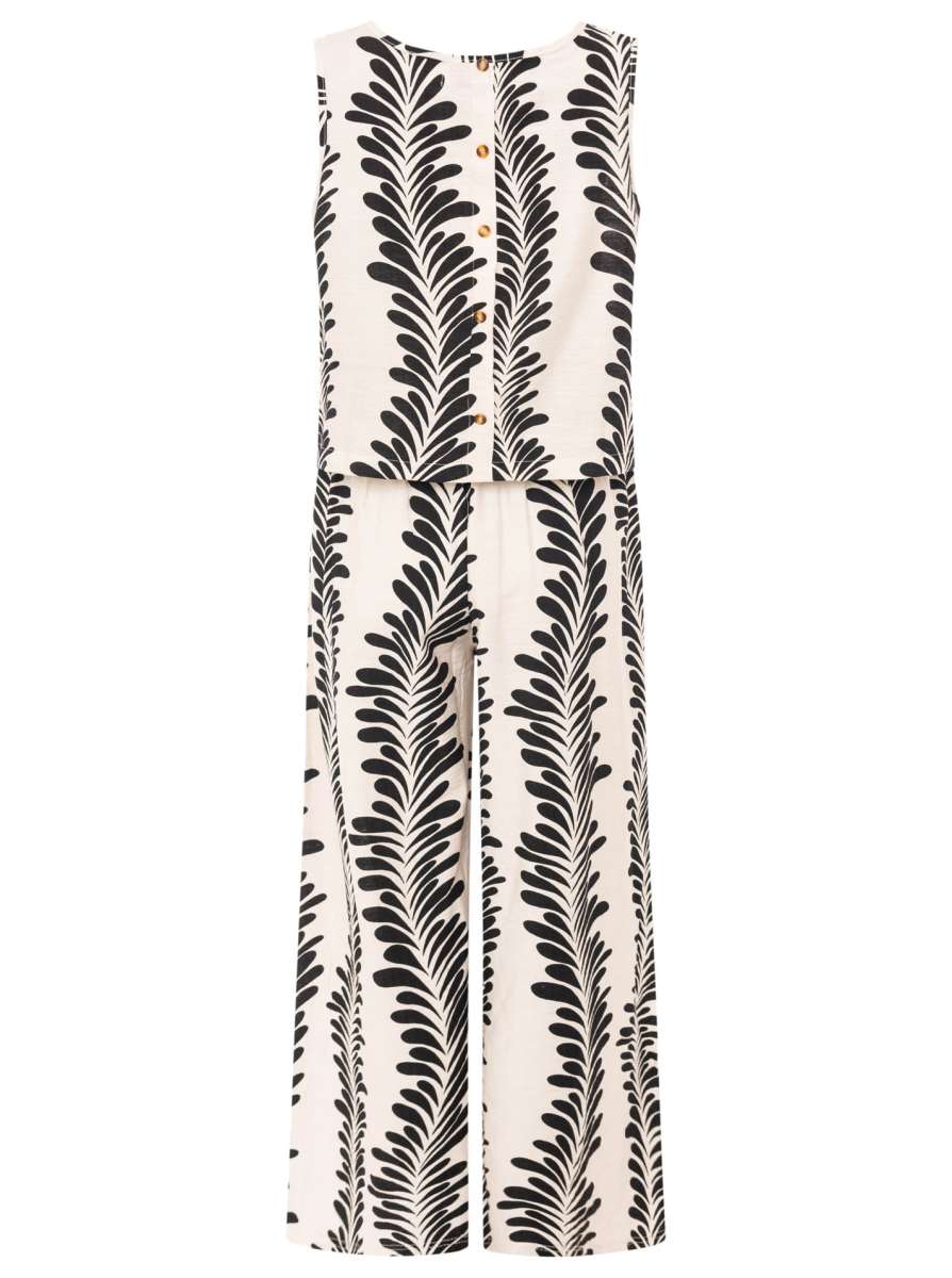 đź’• Zwillingsherz Set Hose & Top "Farn" Beige mit Schwarz