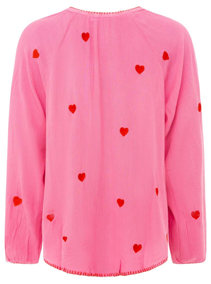 đź’• Zwillingsherz Bluse "Gestickte Herzen" 100 % Viskose Pink