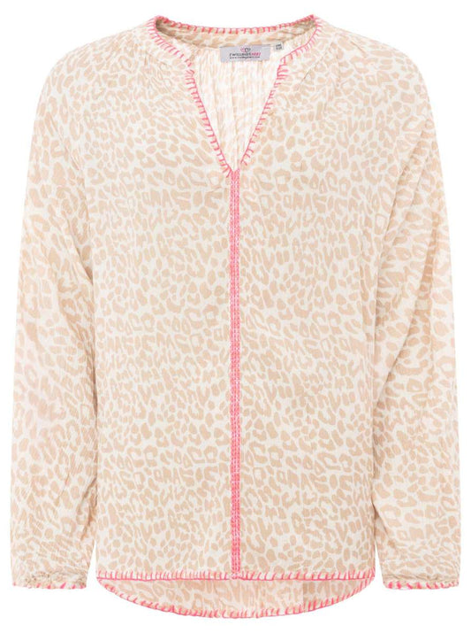 💕 Zwillingsherz Bluse "Wilder Leo" 100 % Viskose Taupe