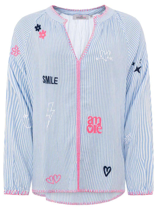💕 Zwillingsherz Bluse "Smile Amore" 100 % Viskose Blau