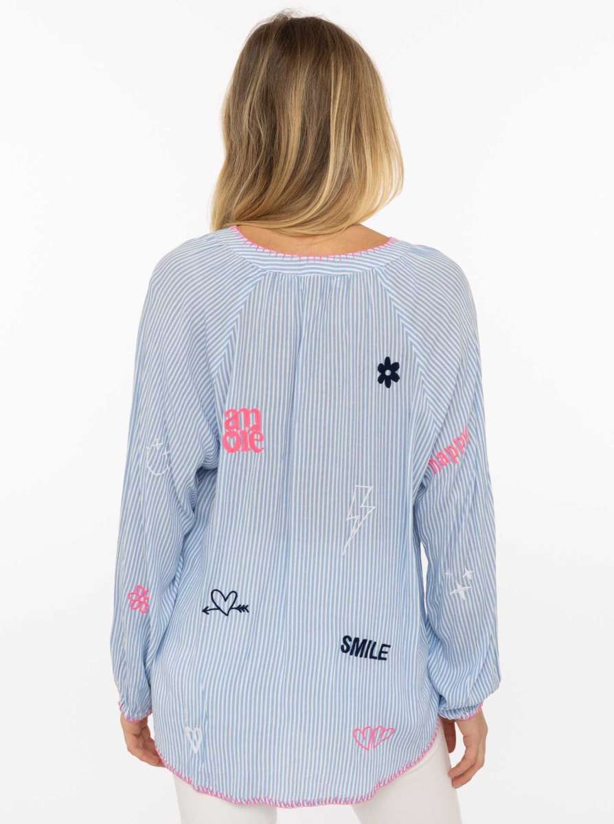 đź’• Zwillingsherz Bluse "Smile Amore" 100 % Viskose Blau