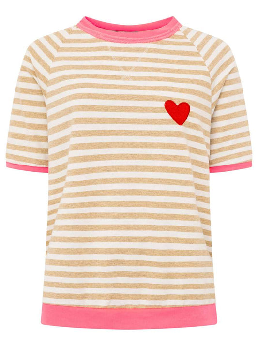 💕 Zwillingsherz Shirt "Streifen & Herz" Beige