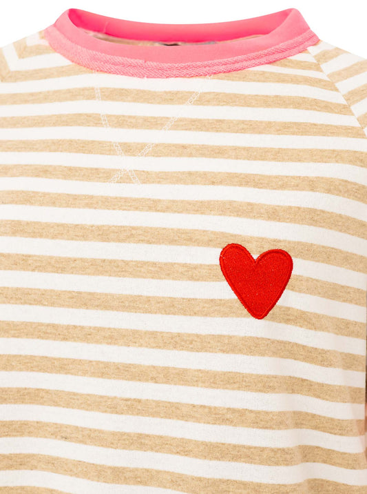 💕 Zwillingsherz Shirt "Streifen & Herz" Beige