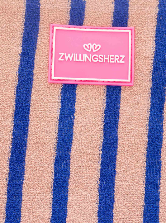 💕 Zwillingsherz Kosmetiktasche Frottee "Streifen & Patch" Rosa
