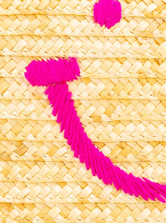 💕 Zwillingsherz Flap Bag Stroh "Smile" Pink