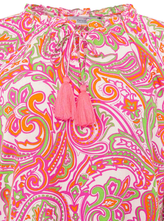 💕 Zwillingsherz Bluse "Paisley" 100 % Viskose Pink