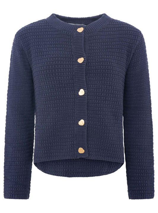 💕 Zwillingsherz Strickjacke mit goldenen Knöpfen Navy