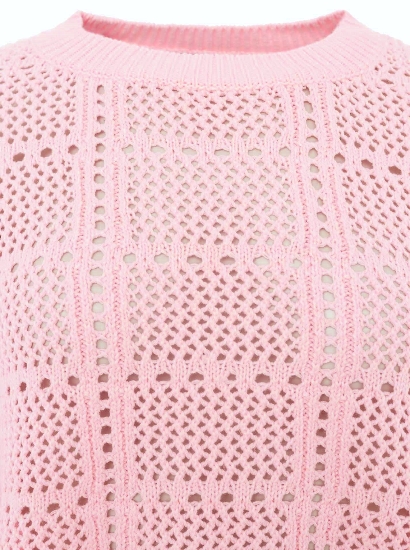 💕 Zwillingsherz Pullover mit Lochstrick Pink