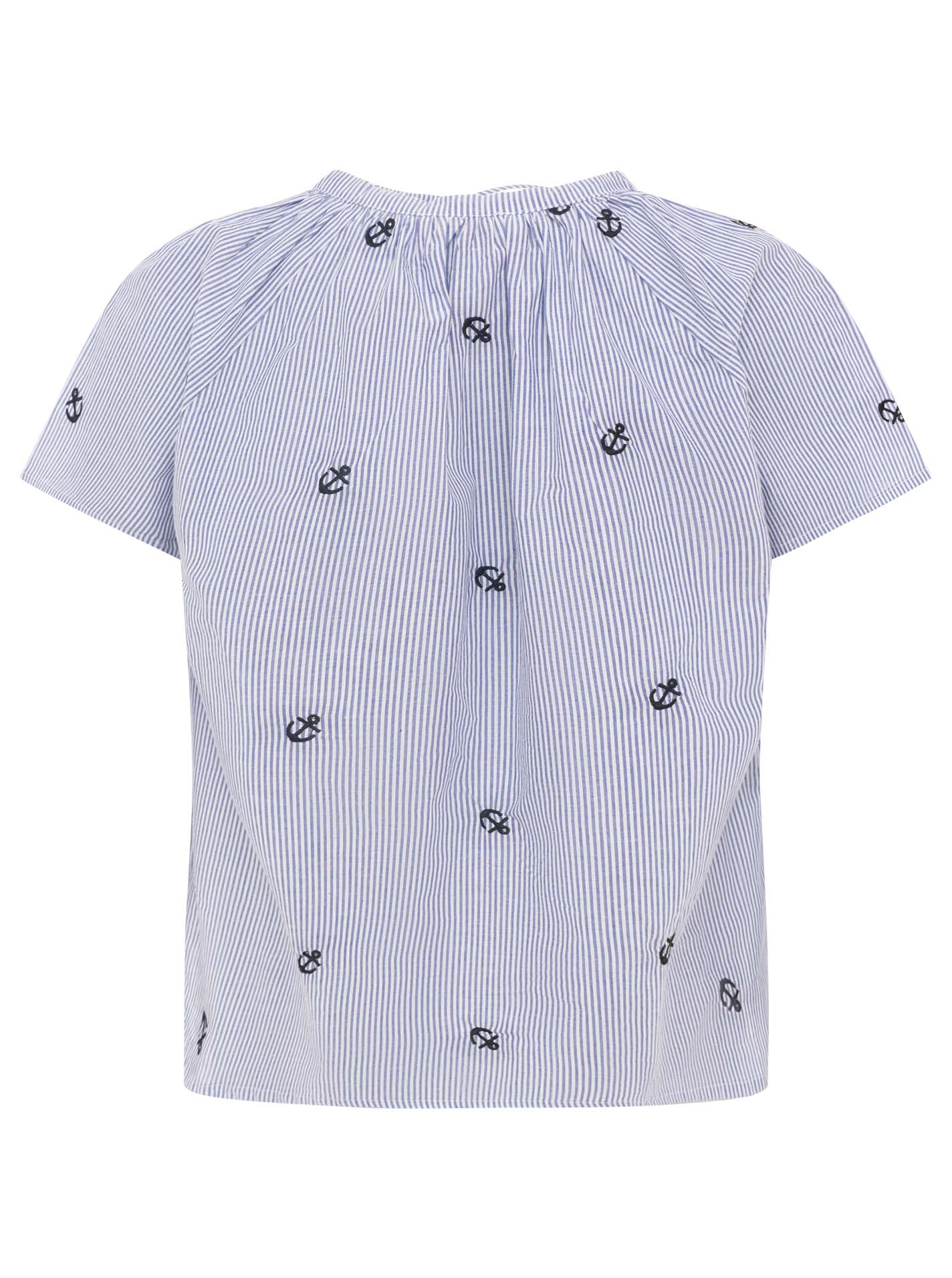 đź’• Zwillingsherz Bluse Kurzarm "Stripes & Stitch Anker" Marine