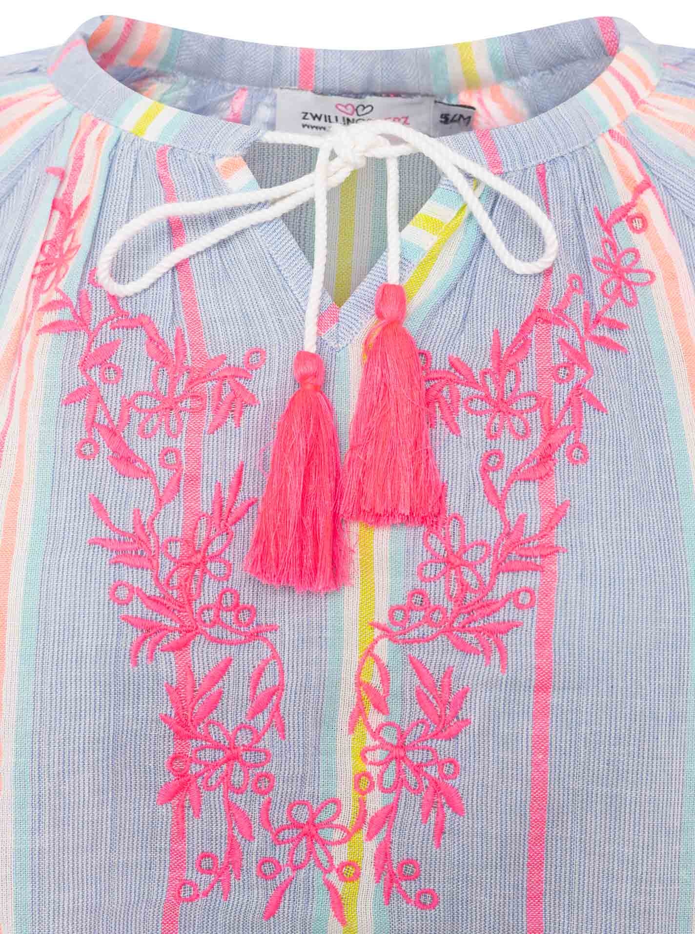 đź’• Zwillingsherz Bluse Kurzarm "Summer Stripes" Blau