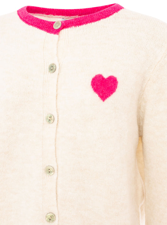 💕 Zwillingsherz Wollmix Cardigan "Herz" Hellbeige