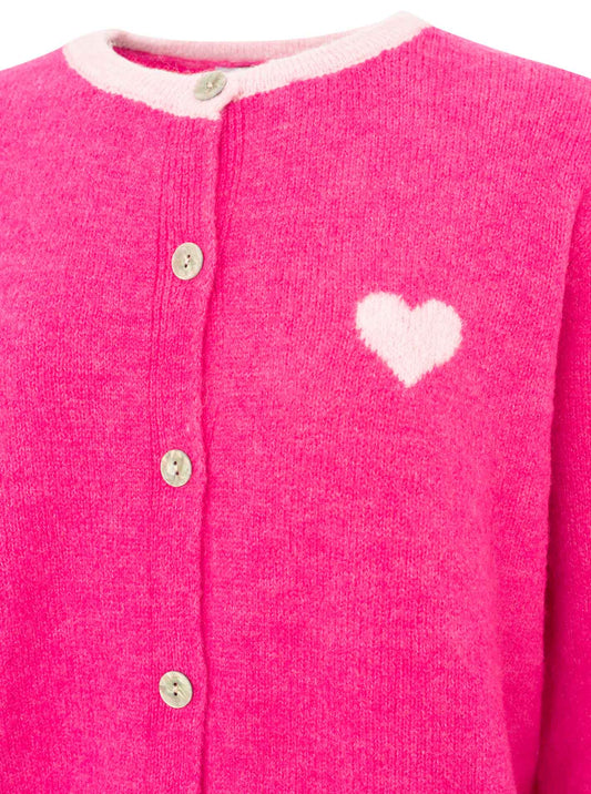 💕 Zwillingsherz Wollmix Cardigan "Herz" Neonpink